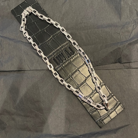 Luv Aj Jewelry - Boxy Pave Necklace Luv AJ Silver
